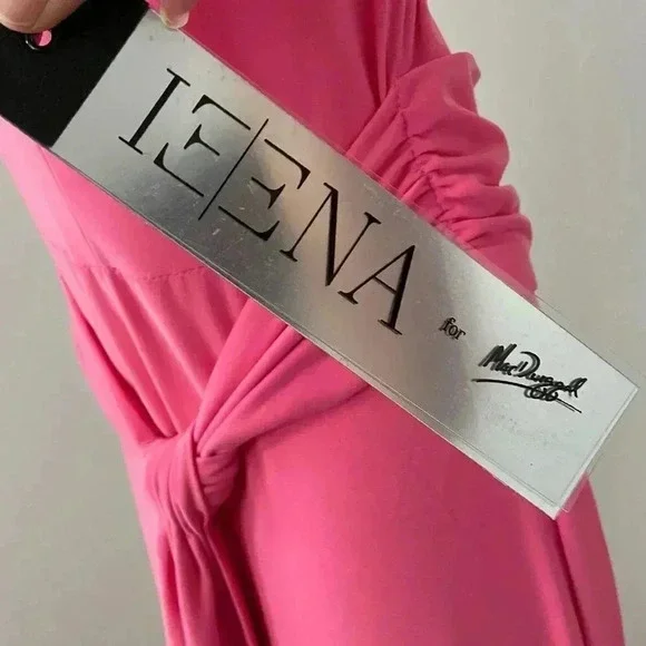 NWT Mac Duggal Jersey One Shoulder Belted Trumpet Gown Candy Pink size 6 - Picture 6 of 10